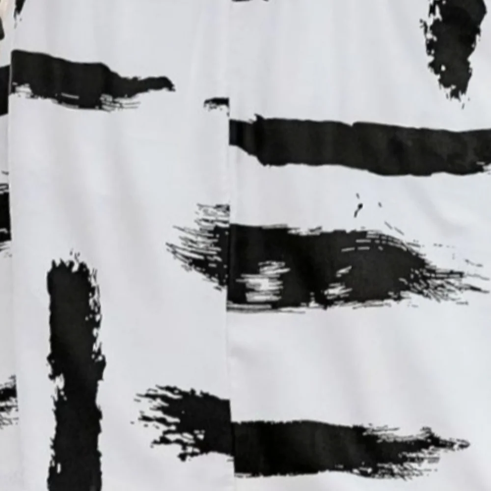 Contrast Paintbrush White Black Sleeveless Smocked Bodice Summer Midi Dress_6